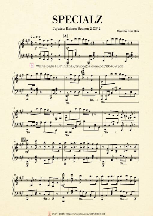 SPECIALZ Piano - Music By King Gnu