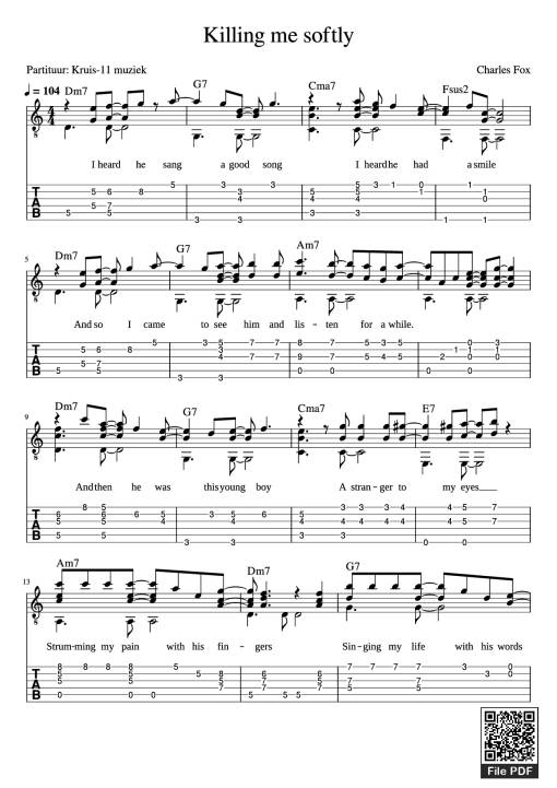 Killing me softly Guitar TAB