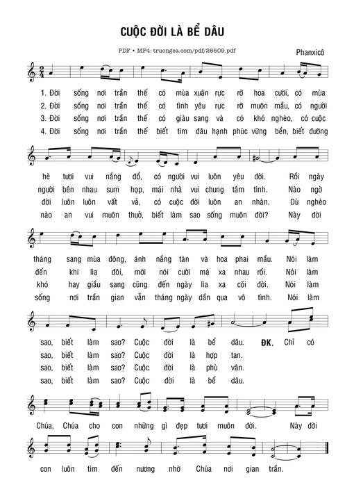 Sheet nhạc PDF bài Cuộc Đời Là Bể Dâu