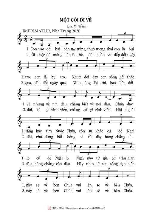 Sheet nhạc PDF bài Một Cõi Đi Về