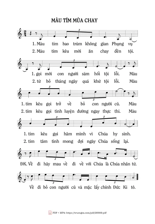 Sheet nhạc PDF bài Màu Tím Mùa Chay