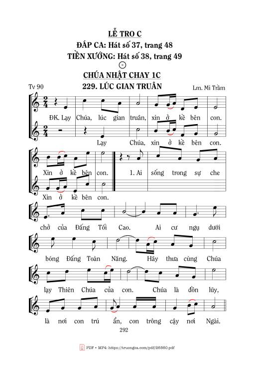 Sheet nhạc PDF bài Thánh Vịnh 90, Lúc Gian Truân