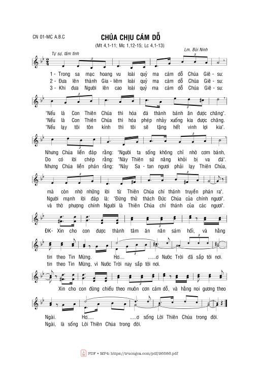 Sheet nhạc PDF bài Chúa Chịu Cám Dỗ