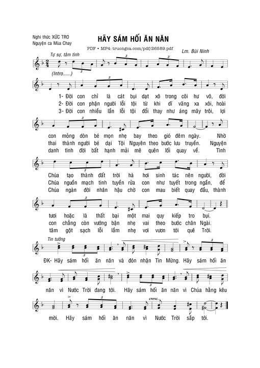 Sheet nhạc PDF bài Hãy Sám Hối Ăn Năn