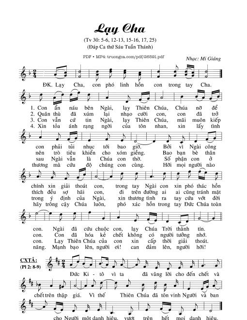 Thánh Vịnh 30, Lạy Cha