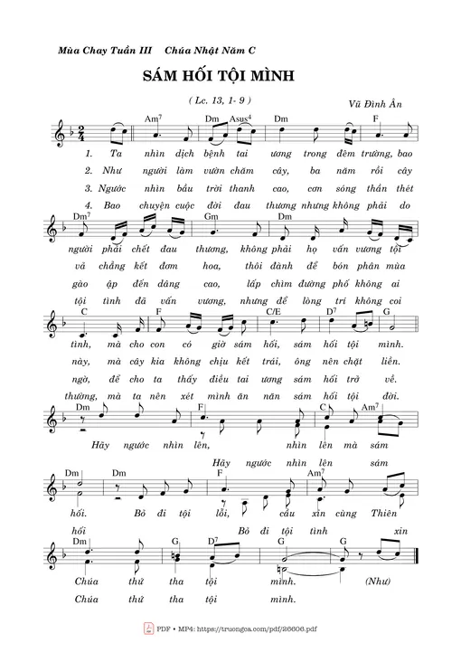 Sheet nhạc PDF bài Sám Hối Tội Mình