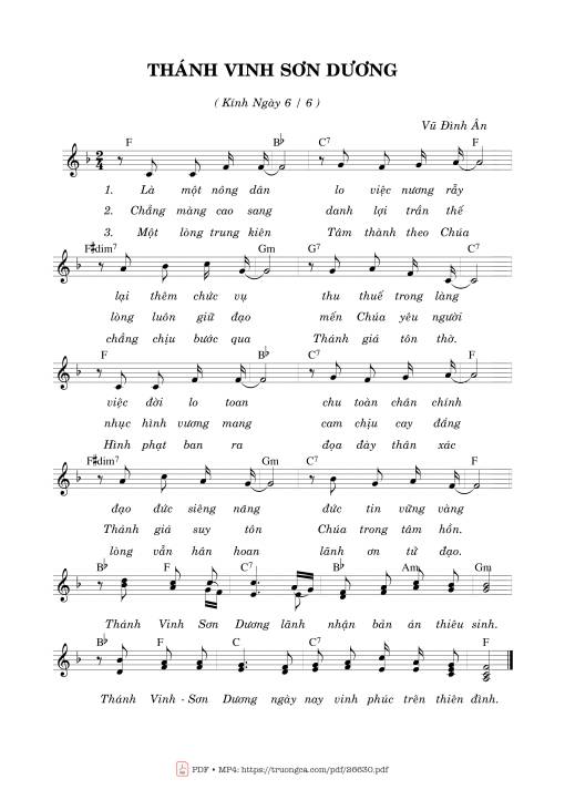 Sheet nhạc PDF bài Thánh Vinh Sơn Dương (06.06)