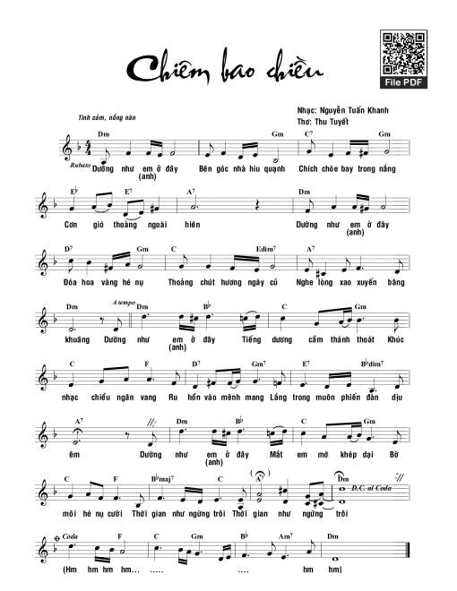 Sheet nhạc PDF bài Chiêm bao chiều