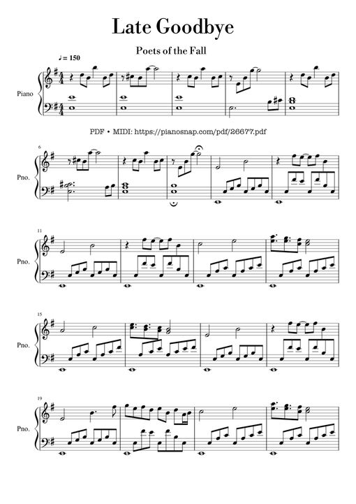 Late Goodbye Piano - Poets Of The Fall
