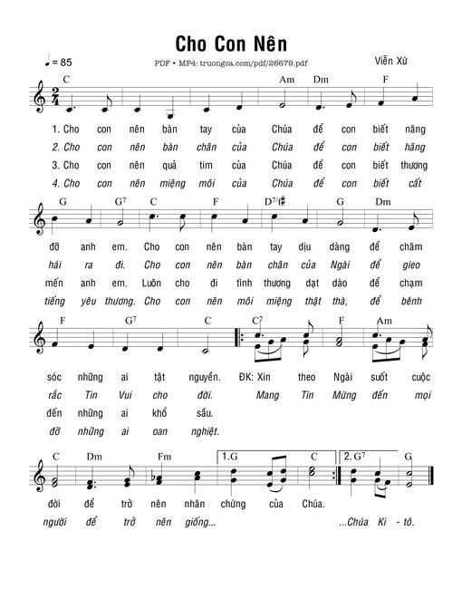 Sheet nhạc PDF bài Cho Con Nên - Viễn Xứ