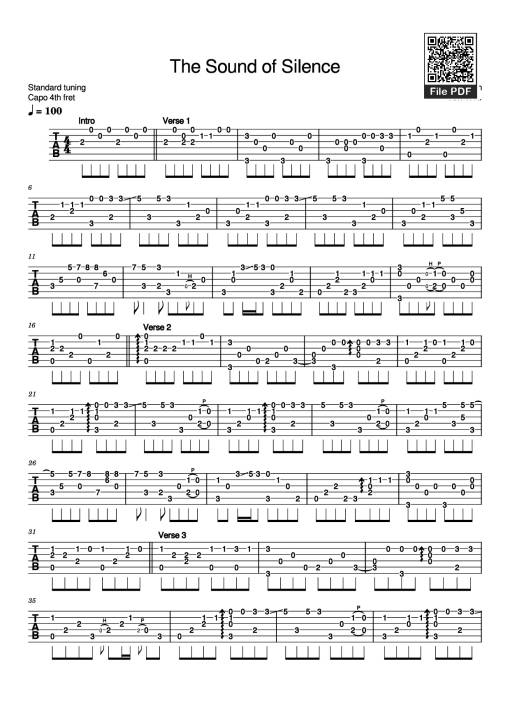 The Sound of Silence Guitar TAB