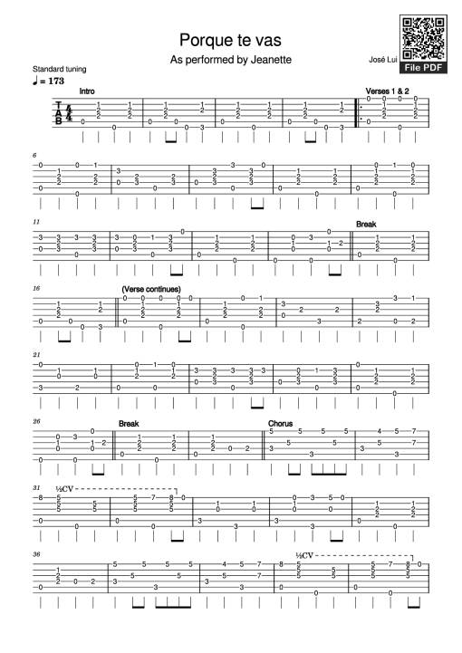 Porque te vas Guitar TAB