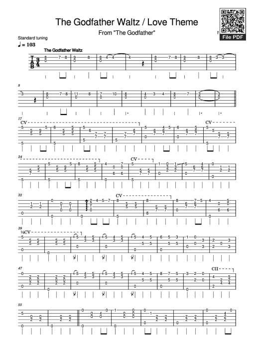 The Godfather Waltz (Love Theme) Guitar TAB