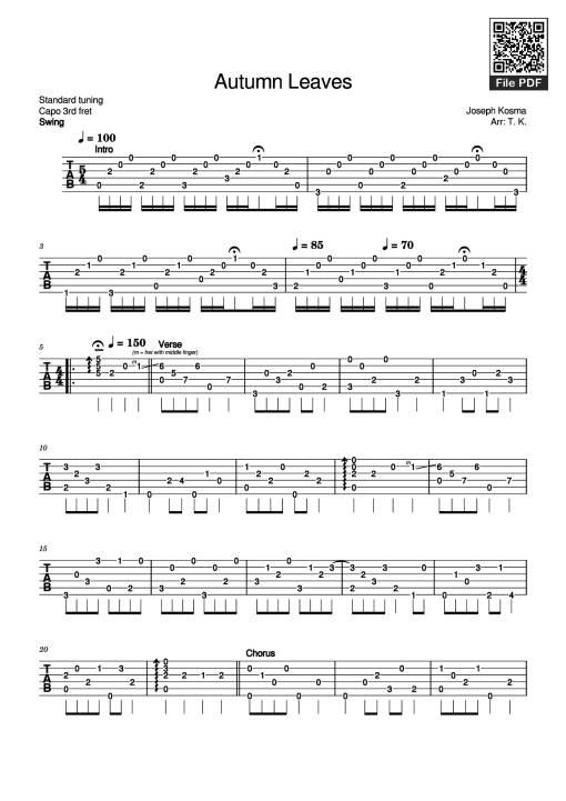 Autumn Leaves Guitar TAB