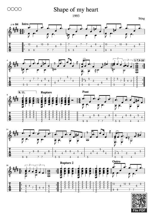 Shape of my heart Guitar TAB
