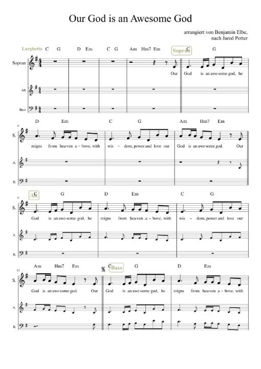 Our God is an Awesome God Guitar TAB
