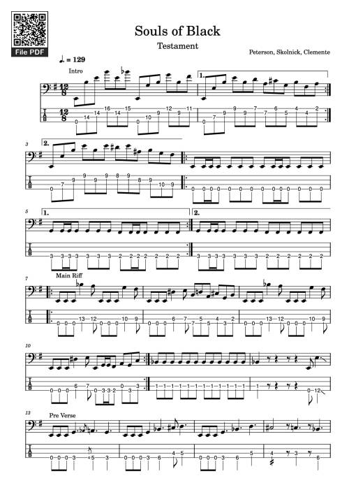 Souls of Black Guitar TAB