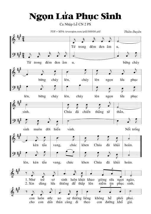 Sheet nhạc PDF bài Ngọn Lửa Phục Sinh