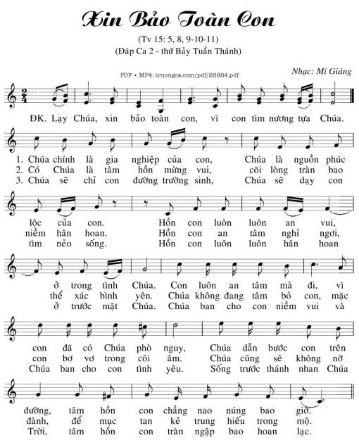 Thánh Vịnh 15, Xin Bảo Toàn Con