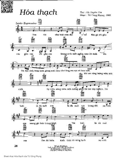 Sheet nhạc PDF bài Hóa thạch - Từ Công Phụng