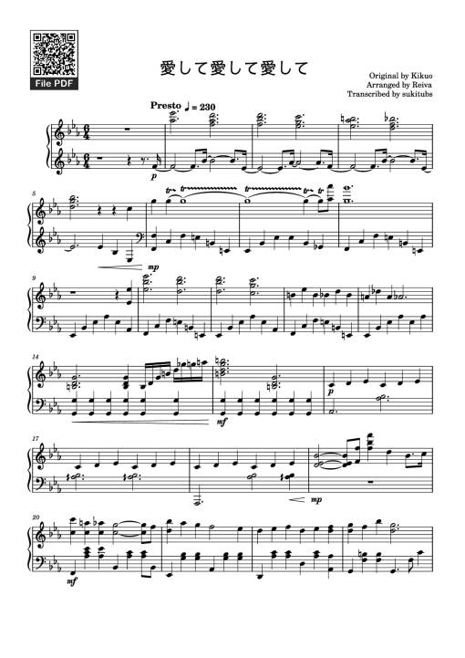 Sheet nhạc PDF bài Love me, Love me, Love me - Kikuo Piano