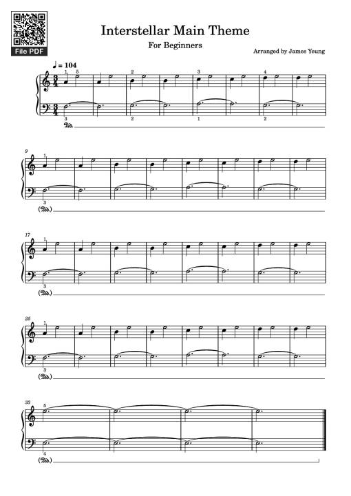 Sheet nhạc PDF bài Interstellar Main Theme Piano