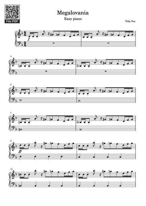 Sheet nhạc PDF bài Megalovania Piano