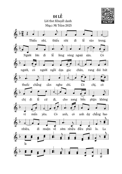 Sheet nhạc PDF bài Đi lễ - Mi Trầm