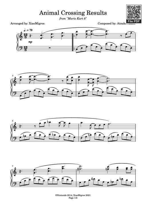 Sheet nhạc PDF bài Animal Crossing Results Piano