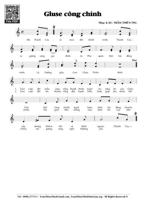 Sheet nhạc PDF bài Giuse Công Chính