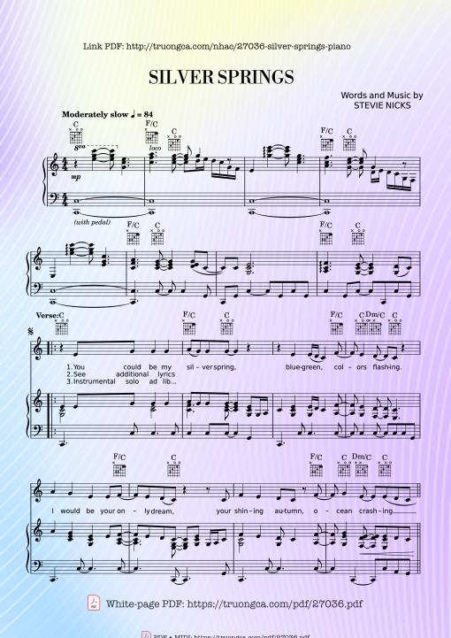 Silver Springs Piano & vocal