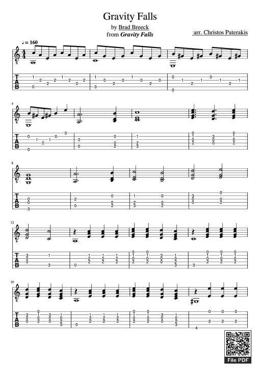 Gravity Falls Guitar TAB