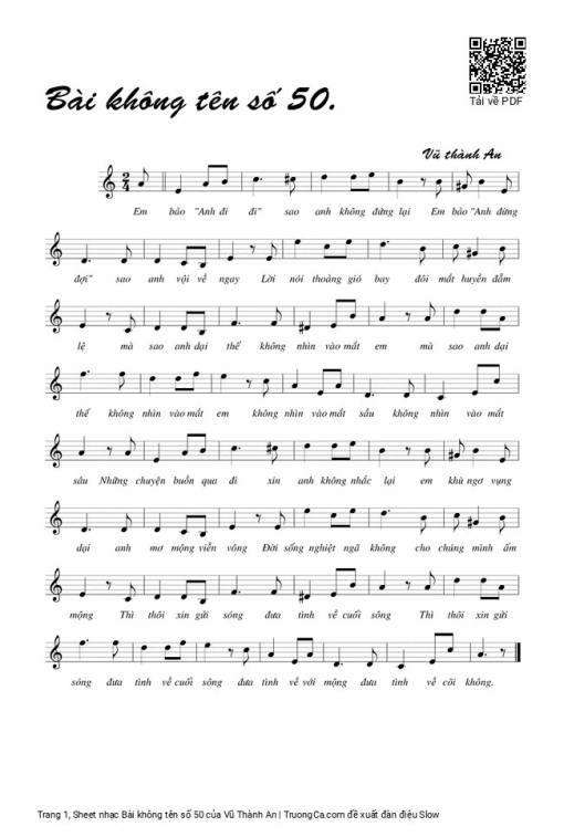 Sheet nhạc PDF bài Bài không tên số 50