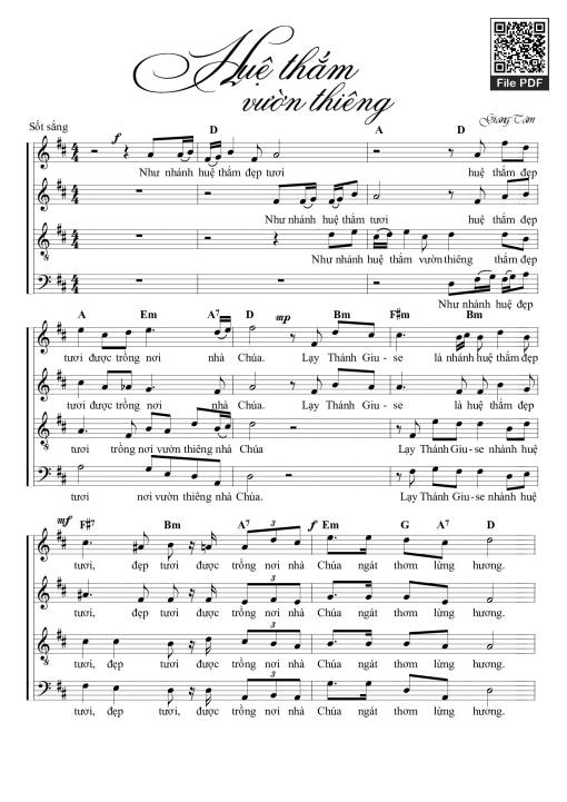 Sheet nhạc PDF bài Huệ Thắm Vườn Thiêng