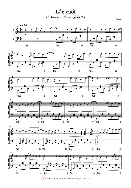 Sheet nhạc PDF bài Lần cuối Piano