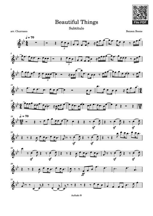 Sheet nhạc PDF bài Beautiful Things Violin