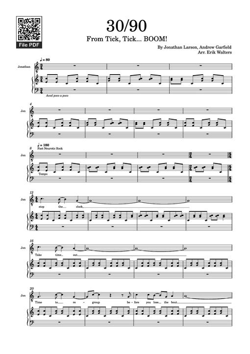 30/90 Piano - Jonathan Larson, Andrew Garfield