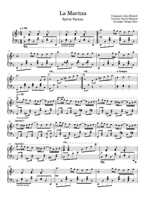 La Maritza Piano - Composer: Jean Renard