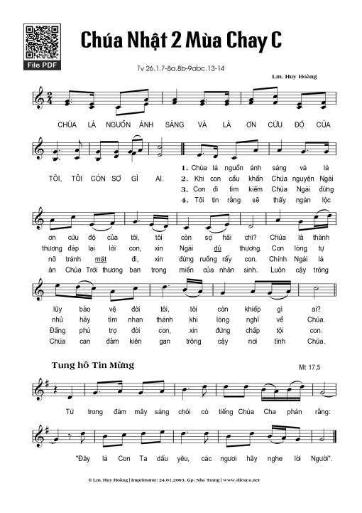 Thánh Vịnh 26 (Chúa Nhật 2 Mùa Chay C)