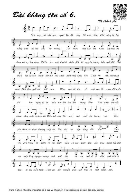 Sheet nhạc PDF bài Bài không tên số 6