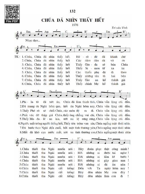 Sheet nhạc PDF bài Chúa đã nhìn thấy hết