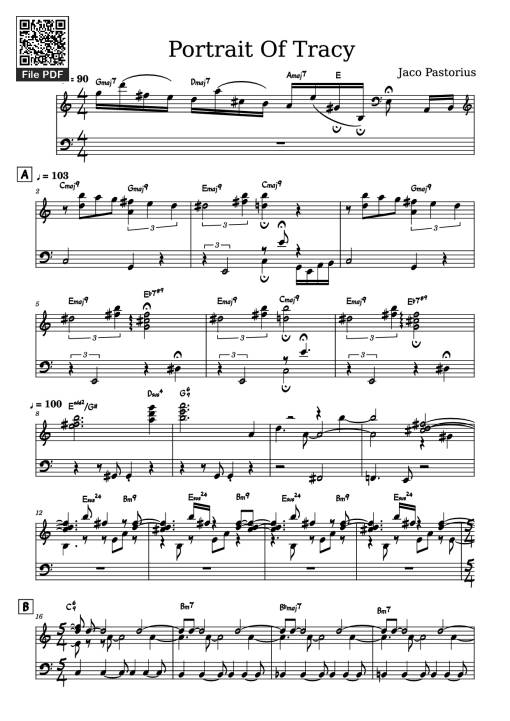 Portrait Of Tracy Guitar TAB