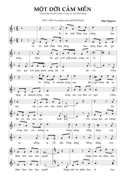 Sheet nhạc PDF bài Một Đời Cảm Mến