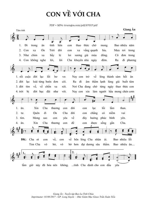 Sheet nhạc PDF bài Con Về Với Cha