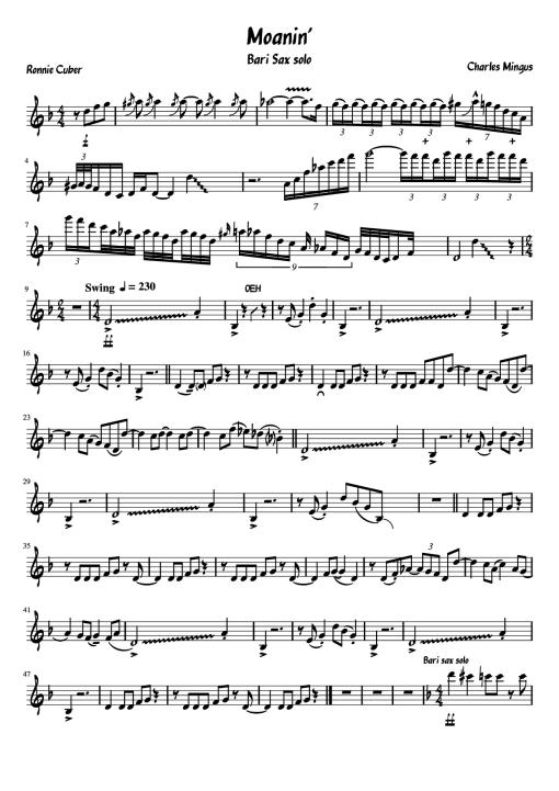 Sheet nhạc PDF bài Moanin' - Charles Mingus