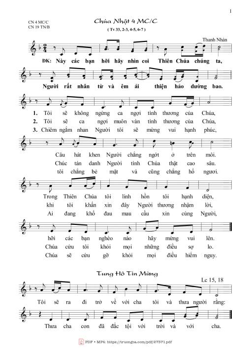 Thánh Vịnh 33, Chúa Nhật 4C Mùa Chay