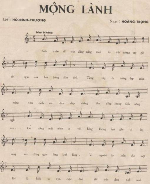 Sheet nhạc PDF bài Mộng lành - Hồ Đình Phương