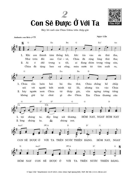 Sheet nhạc PDF bài Con Sẽ Được Ở Với Ta