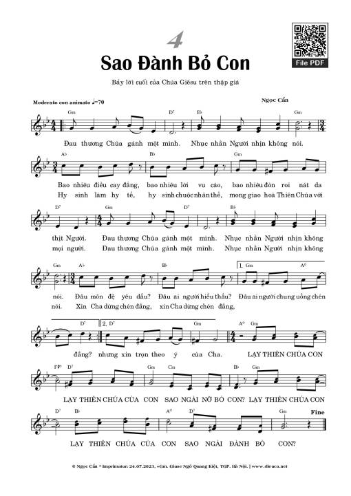 Sheet nhạc PDF bài Sao Đành Bỏ Con