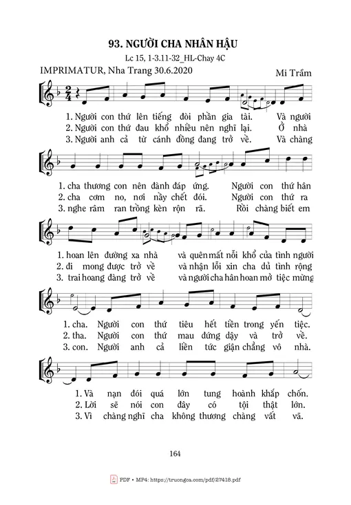 Sheet nhạc PDF bài Người Cha Nhân Hậu
